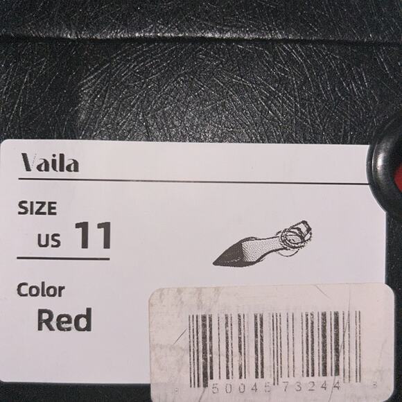 Women's Vaila Rosalind Rhinestone Ankle-Strap Flat Sandals Red Size 11 - Picture 7 of 12